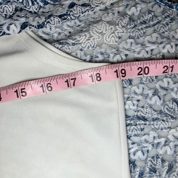 Marallis Collection Blue & White Crochet Like Sleeveless Top - Picture 13 of 15